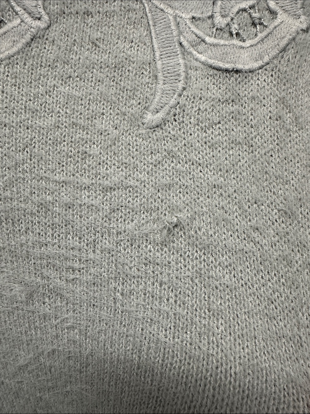 Vici Light Gray Lace Yoke Crew Neck Sweater - Picture 5 of 8